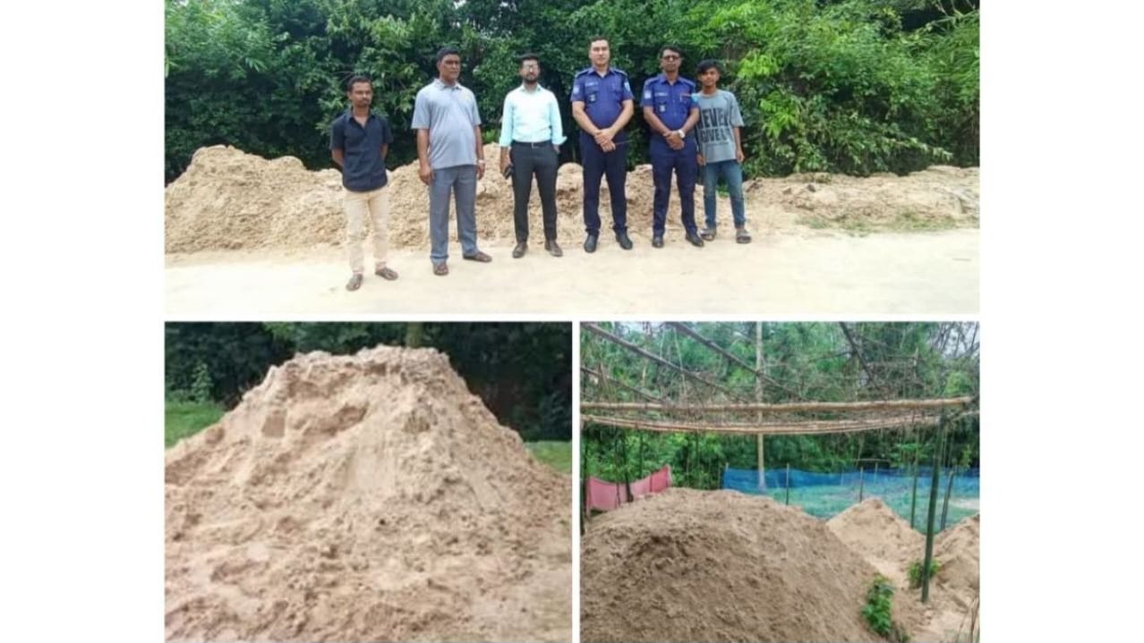 শ্রীমঙ্গলে ৮০০ ঘনফুট বালু জব্দ, ধরাছোঁয়ার বাইরে উত্তোলনকারীরা 