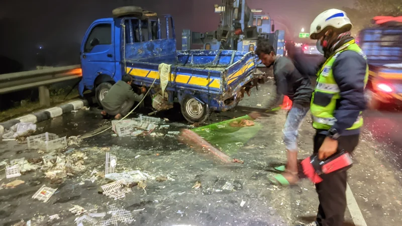 ঢাকা-মাওয়া এক্সপ্রেসওয়েতে বাসের ধাক্কায় পিকআপচালক নিহত