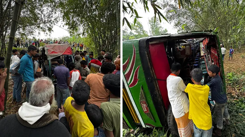নীলফামারীতে বাস-ট্রাক-অটোরিকশার ত্রিমুখী সংঘর্ষ