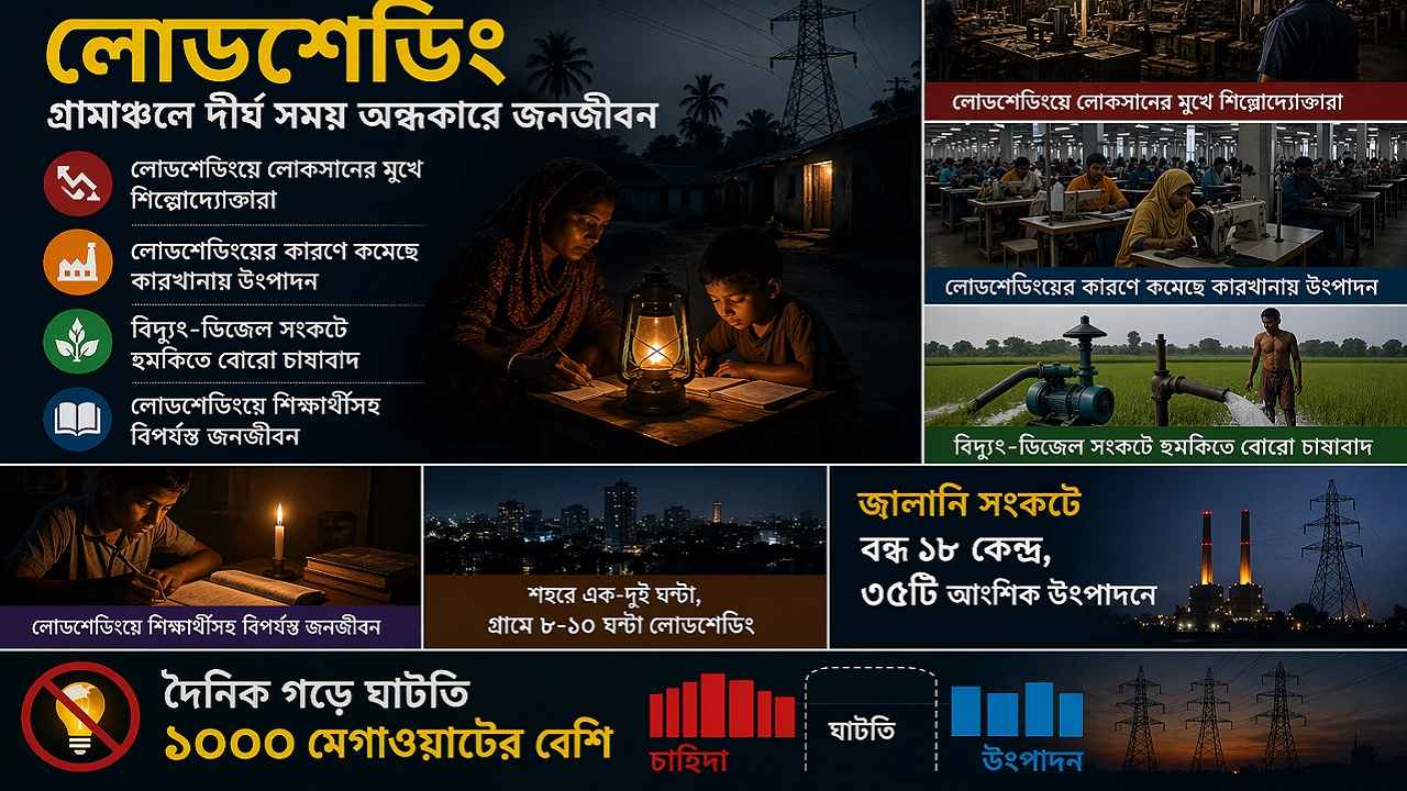 তীব্র লোডশেডিংয়ে বিপর্যস্ত জনজীবন, পরীক্ষার্থীদের ভোগান্তি চরমে