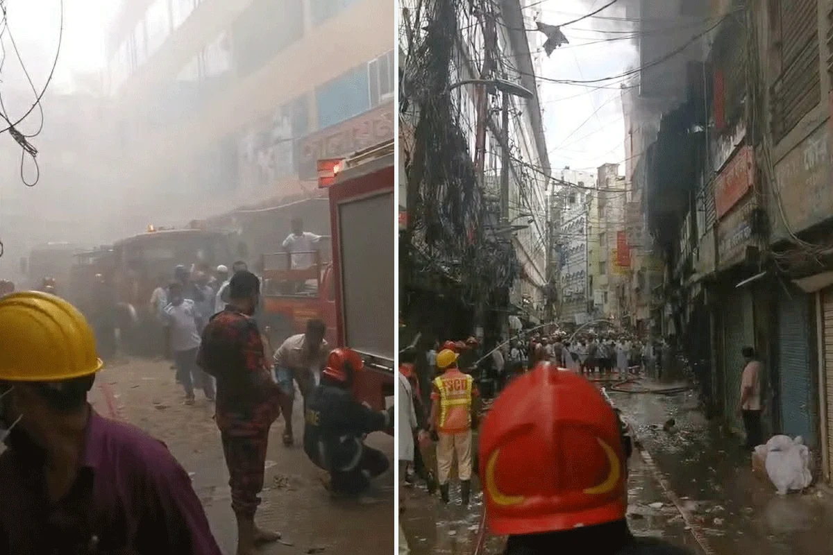 চকবাজারে খাজা মার্কেটে আগুন, নিয়ন্ত্রণে ৬ ইউনিট