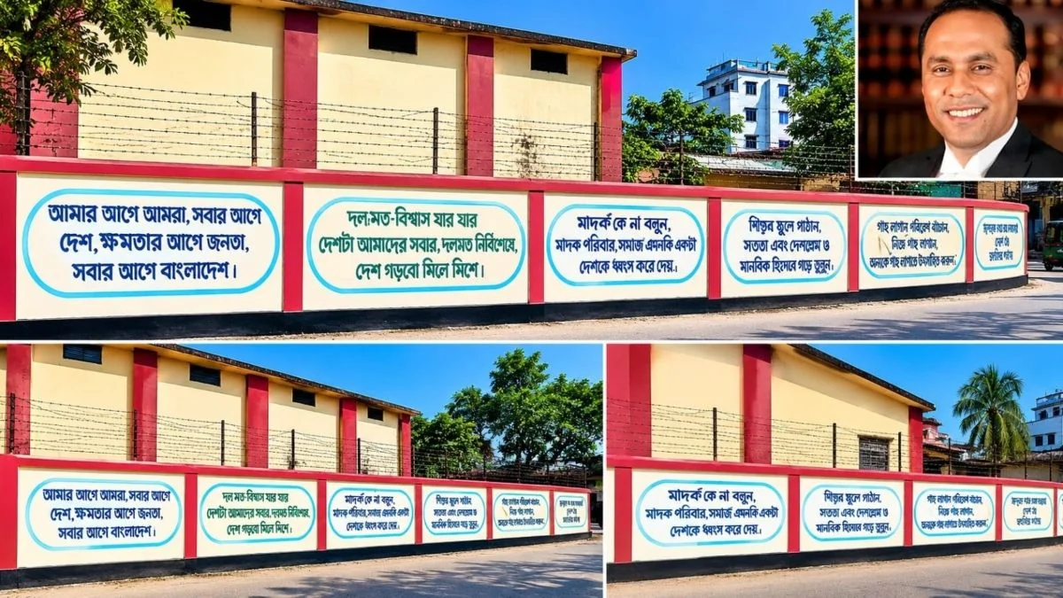 ডেপুটি স্পিকারের উদ্যোগে প্রশস্ত হলো সড়ক, দেয়ালে সচেতনতামূলক বার্তা